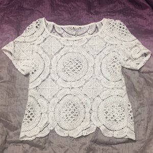 Super Cute Crochet White Shirt